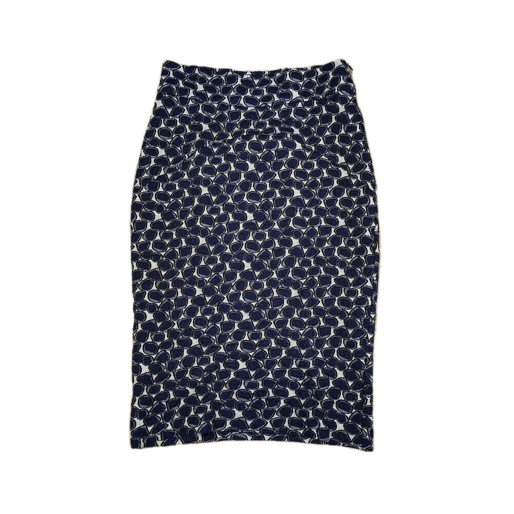DVF Diane Von Furstenberg Navy Size M Geometric Wool Blend Pencil Skirt Stretch